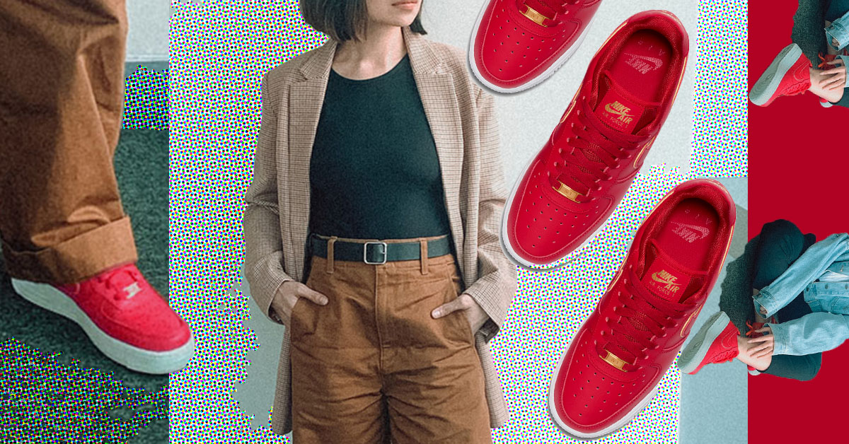 Style Challenge: How To Wear the Red Nike Air Force 1 '07 Essential Icon Clash To Work All Week