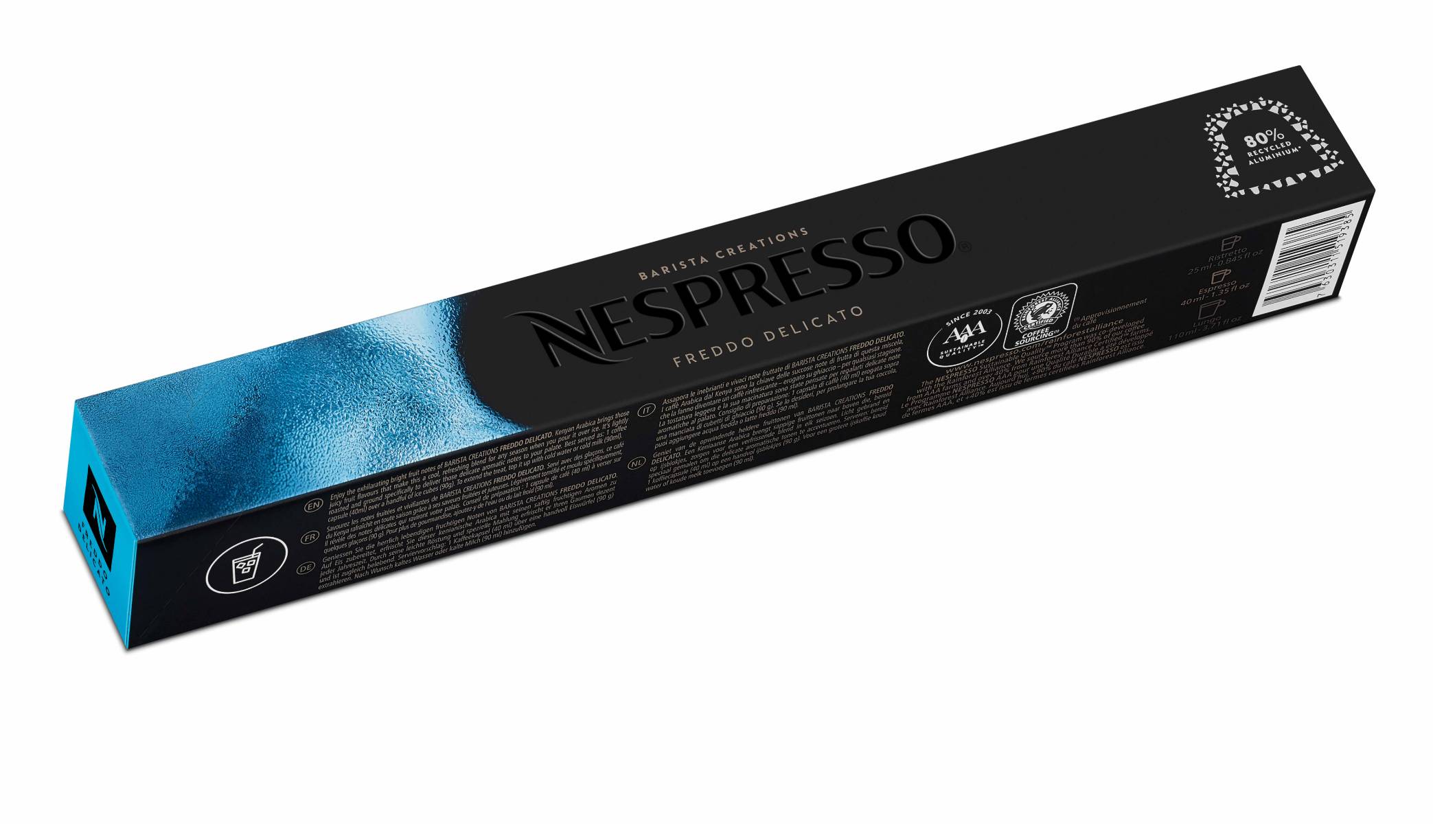 A sleeve of the Nespresso Freddo Delicato.