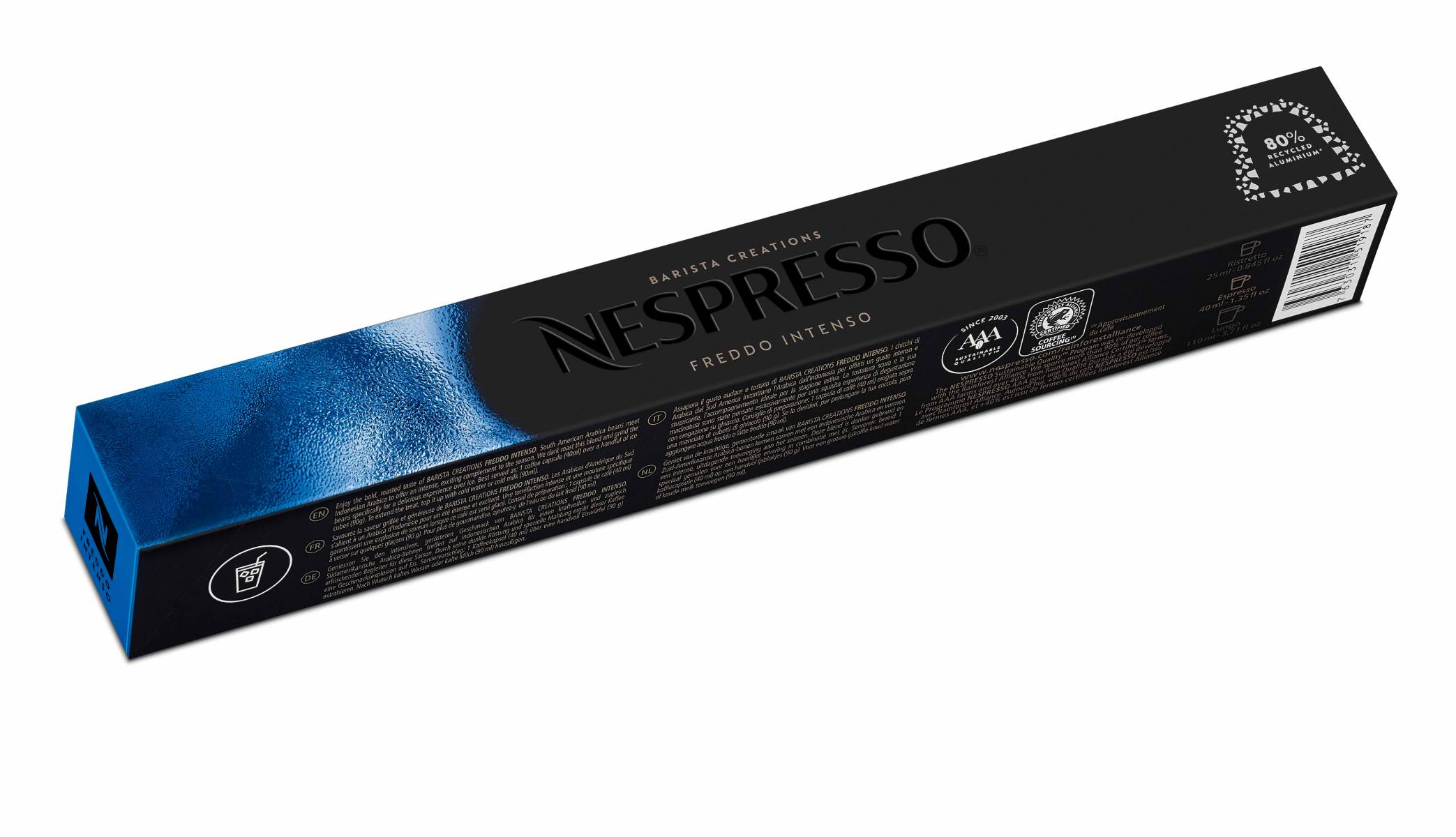 A sleeve of the Nespresso Freddo Intenso.
